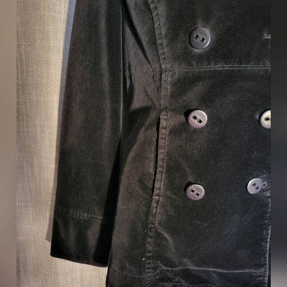 Women's CALVIN KLEIN JEANS Black Velour Lined Jacket Sz M y2k vintage - Picture 3 of 12